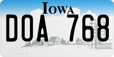 IA license plate DOA768