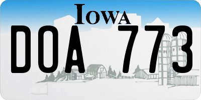 IA license plate DOA773