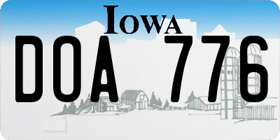 IA license plate DOA776