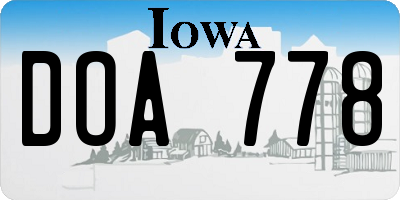 IA license plate DOA778