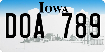 IA license plate DOA789