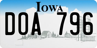 IA license plate DOA796