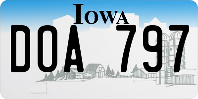 IA license plate DOA797