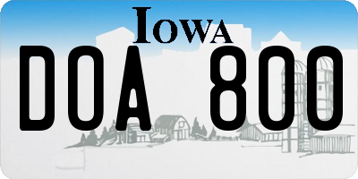 IA license plate DOA800