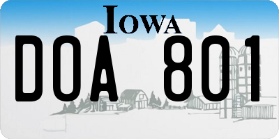 IA license plate DOA801