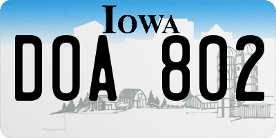 IA license plate DOA802