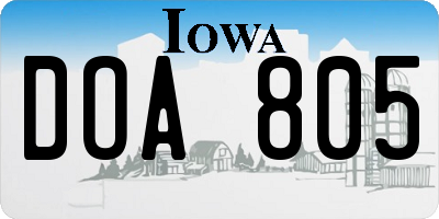 IA license plate DOA805