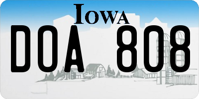 IA license plate DOA808