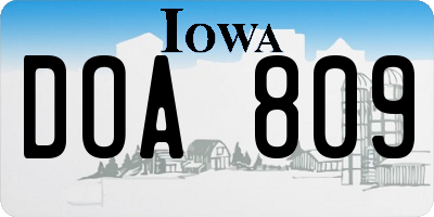 IA license plate DOA809