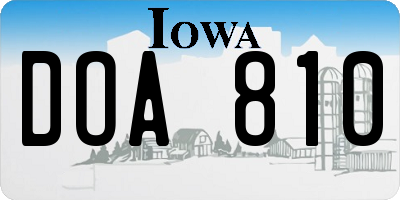 IA license plate DOA810
