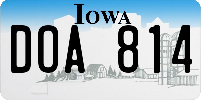 IA license plate DOA814