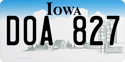 IA license plate DOA827