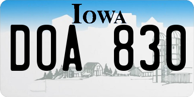 IA license plate DOA830