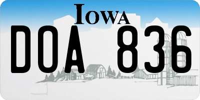 IA license plate DOA836