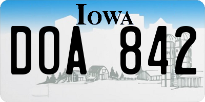 IA license plate DOA842