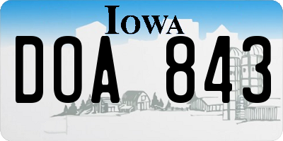 IA license plate DOA843