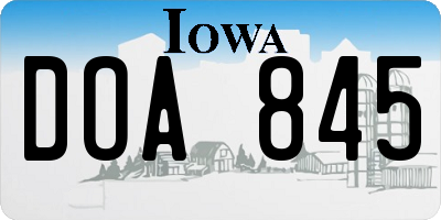 IA license plate DOA845