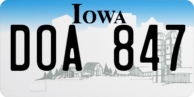 IA license plate DOA847