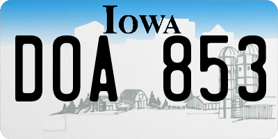IA license plate DOA853