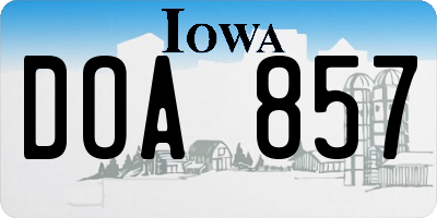 IA license plate DOA857
