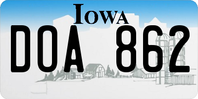 IA license plate DOA862
