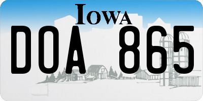 IA license plate DOA865