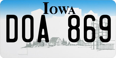 IA license plate DOA869