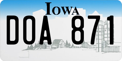 IA license plate DOA871