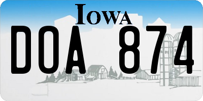 IA license plate DOA874