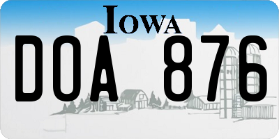 IA license plate DOA876