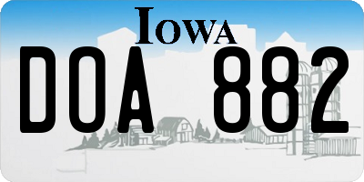 IA license plate DOA882