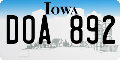 IA license plate DOA892