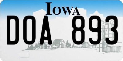 IA license plate DOA893