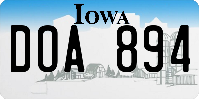 IA license plate DOA894