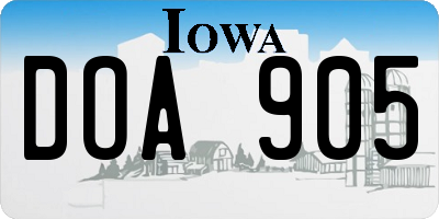 IA license plate DOA905