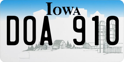 IA license plate DOA910