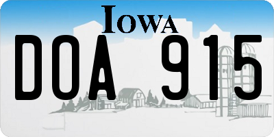 IA license plate DOA915