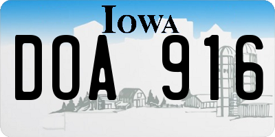 IA license plate DOA916