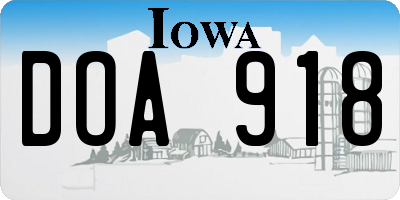 IA license plate DOA918