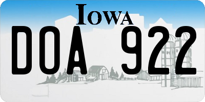 IA license plate DOA922