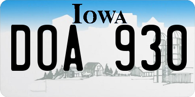 IA license plate DOA930