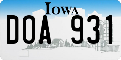 IA license plate DOA931