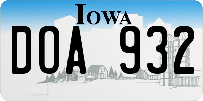 IA license plate DOA932