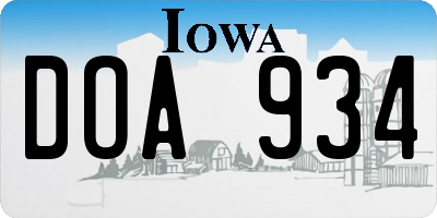 IA license plate DOA934