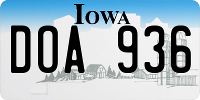 IA license plate DOA936