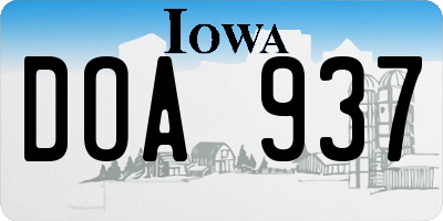 IA license plate DOA937