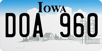 IA license plate DOA960