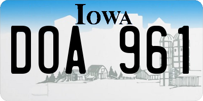 IA license plate DOA961