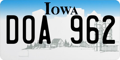 IA license plate DOA962