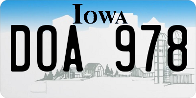 IA license plate DOA978